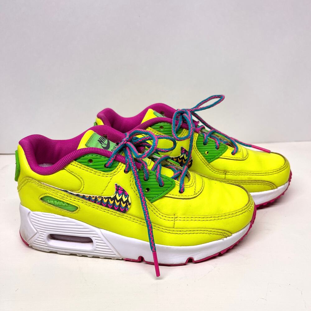 Nike Air Max 90 Leather GS 'Volt Fire Pink' Girls Size 13C
